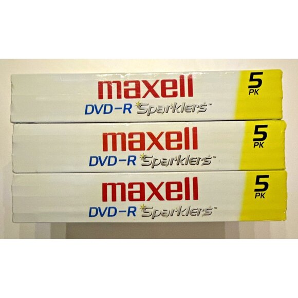 3 pkg DVD-R Sparklers Maxell 5 CD each 15 Total 5 assorted Colors 120 min 4.7 GB - Picture 2 of 5